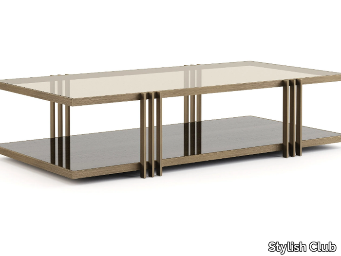 EMPIRE - Low rectangular metal and glass coffee table _ Stylish Club