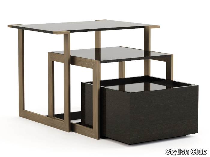 FORTUNE - Square brass and wooden side table _ Stylish Club