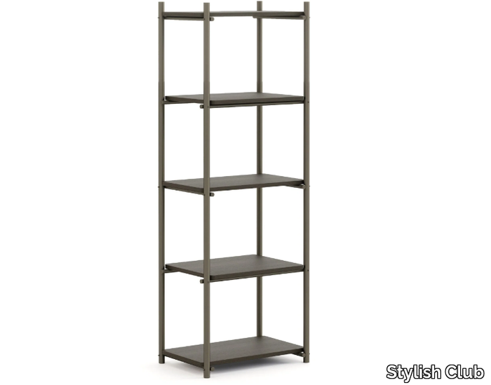 HER - Open stainless steel and wood bookcase _ Stylish Club