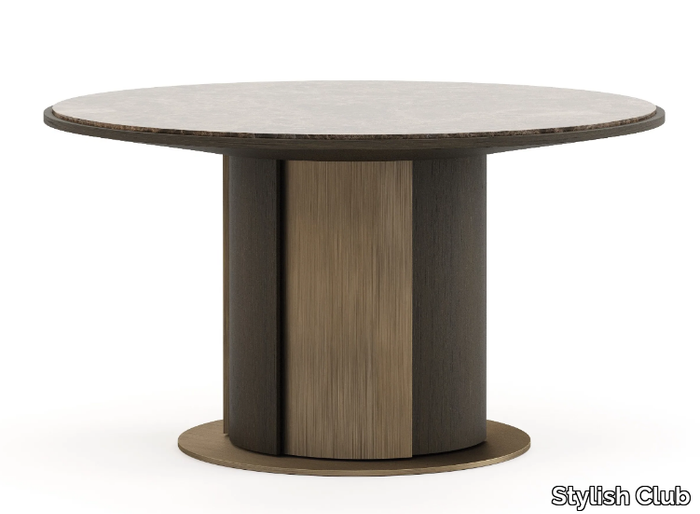 KENSINGTON - Round eucalyptus and marble dining table _ Stylish Club