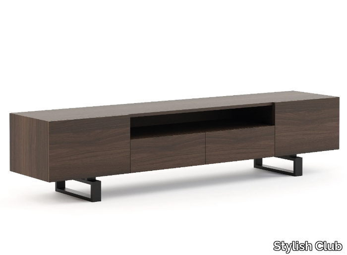 PORTO - Low wooden TV cabinet with doors _ Stylish Club