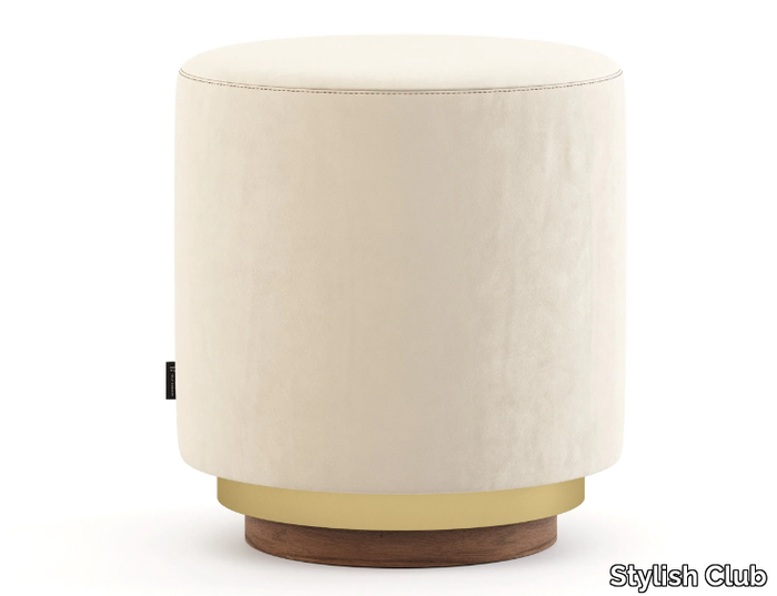 THOMAS - Upholstered round fabric pouf _ Stylish Club