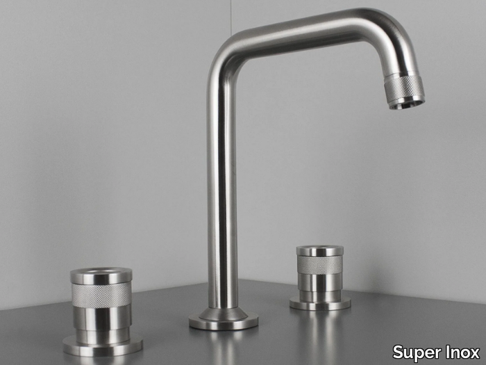 RÉTRO 0281110X - 3 hole countertop stainless steel washbasin tap _ Super Inox