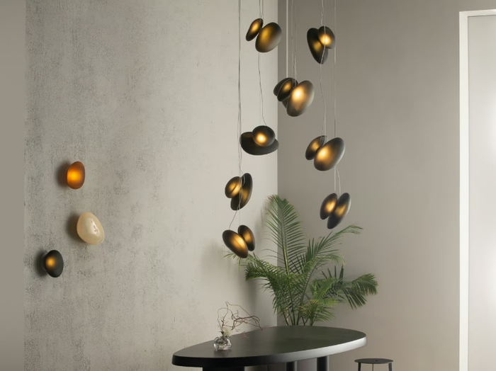 PEBBLE CHANDELIER 8 - LED blown glass pendant lamp _ A-N-D