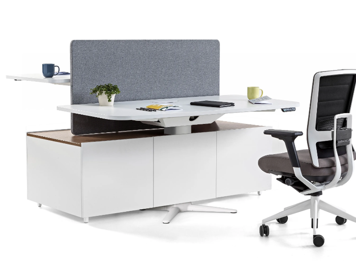 POWER - Multiple melamine office desk with sound absorbing screens _ ACTIU