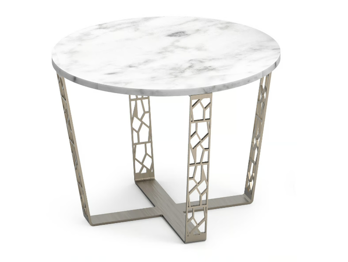 ARABESQUE - Round table in Carrara marble and metal _ ALBEDO