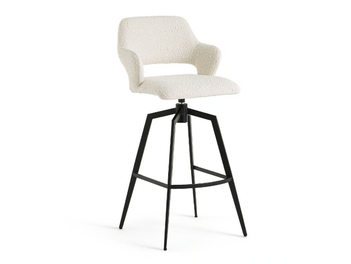 ASYAR - Swivel fabric stool with armrests _ AMPM