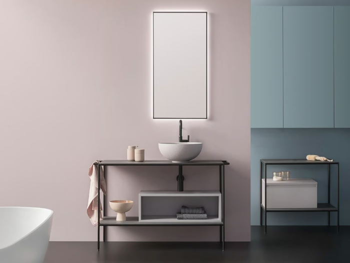 TUBY TELAIO SYSTEM - Floor-standing aluminium console sink with integrated washbasin _ ARBLU