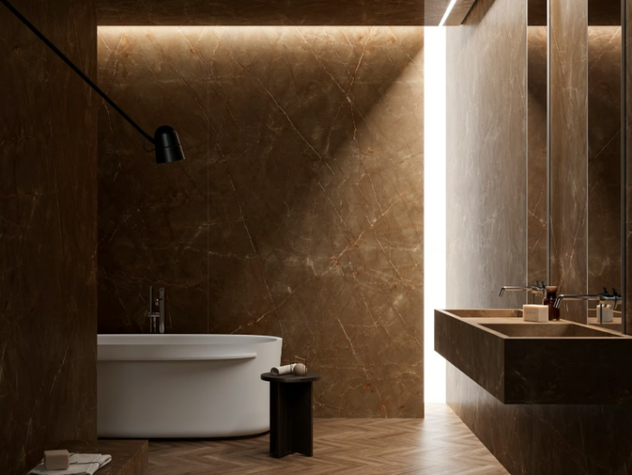 ULTRA MARMI - PULPIS BRONZE - Porcelain stoneware wall/floor slabs with marble effect _ ARIOSTEA