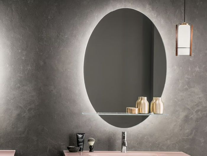 ARGENTO - Oval mirror with crystal shelf _ ARTELINEA