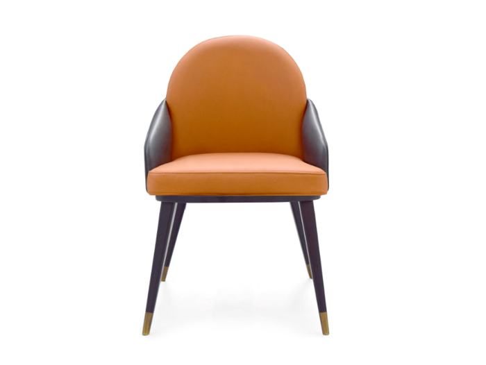 AURORA - Leather restaurant chair with armrests _ Able