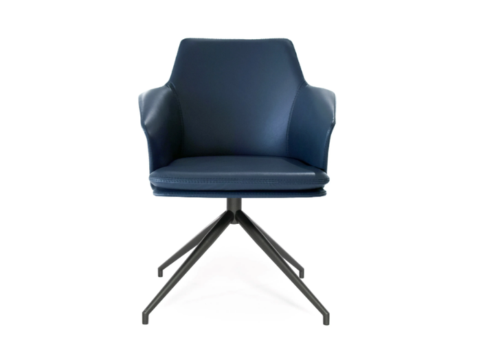 KARL DC - Trestle-based leather chair with armrests _ Able