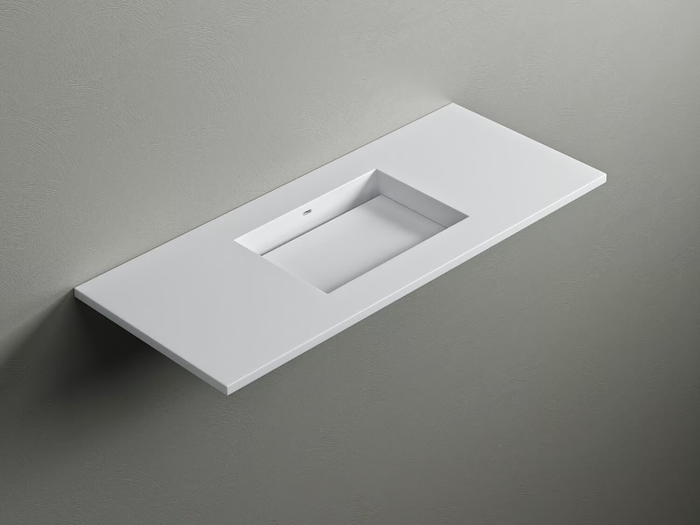 KUBE45 SLIDE - Rectangular Corian® washbasin with integrated countertop _ Acquapazza