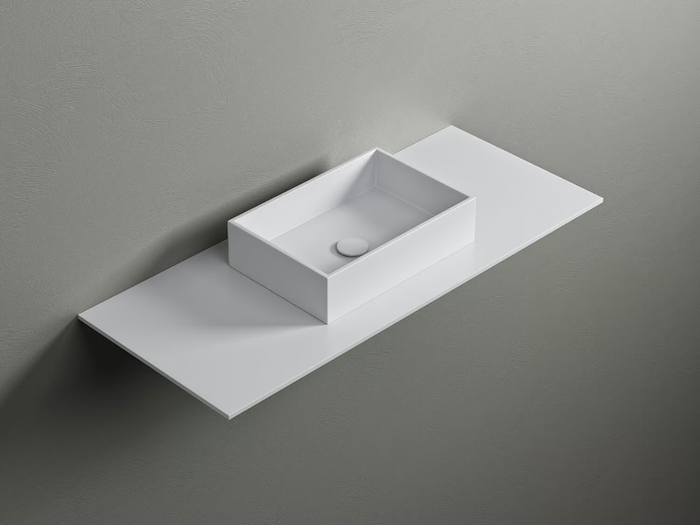 KUBE45 - Rectangular countertop Corian® washbasin _ Acquapazza