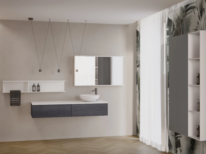 PLAY DYNAMIC - Wall-mounted vanity unit with cabinets _ Acquapazza