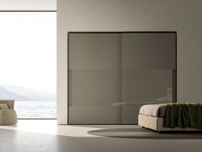 SHINE - Wood and glass wardrobe with sliding doors _ Adok