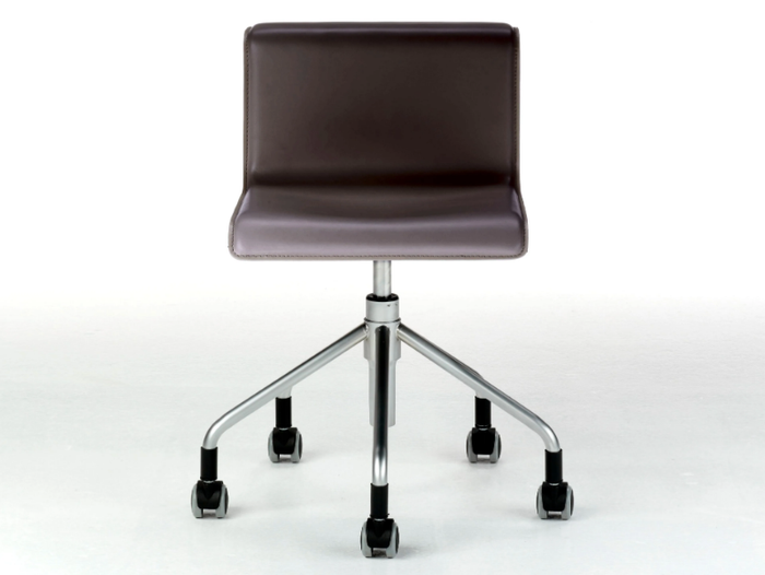 VERTIGO LV09 - Height-adjustable leather chair with castors with 5-spoke base _ Altek