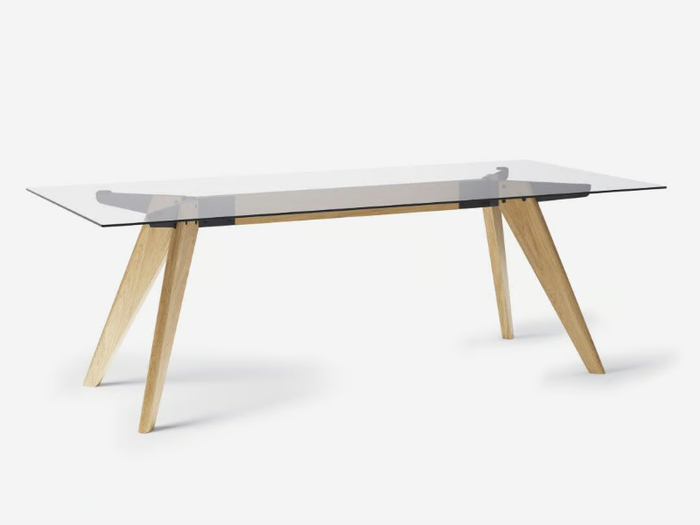 TRAVA - Rectangular wood and glass dining table _ Anesis