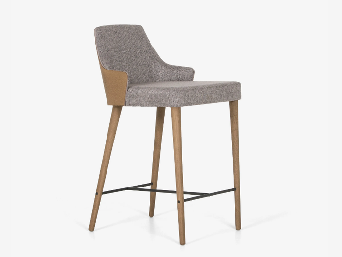 LILA PLUS - Upholstered ash barstool with footrest _ Anesis