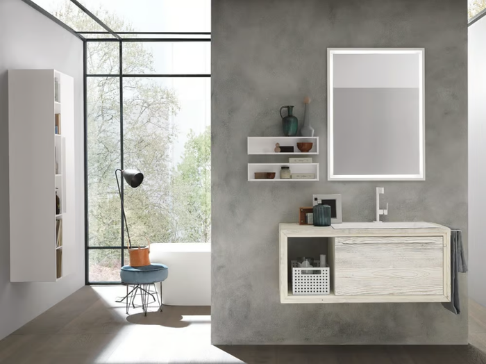 WOOD 05 - Wooden vanity unit with towel rail _ Archeda