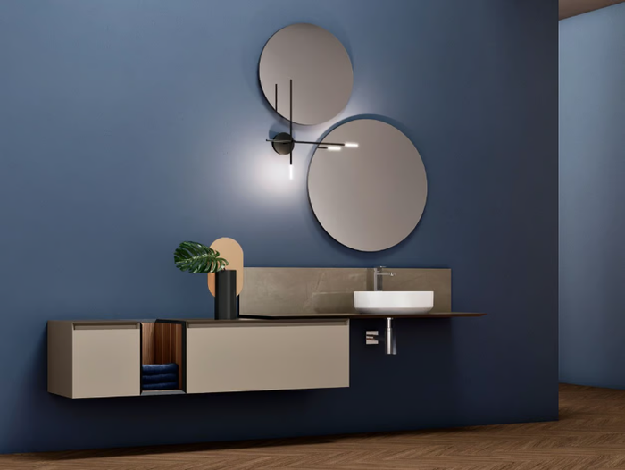 DAFNE - COMPOSITION 03 - Wall-mounted wooden vanity unit with mirror _ Arcom