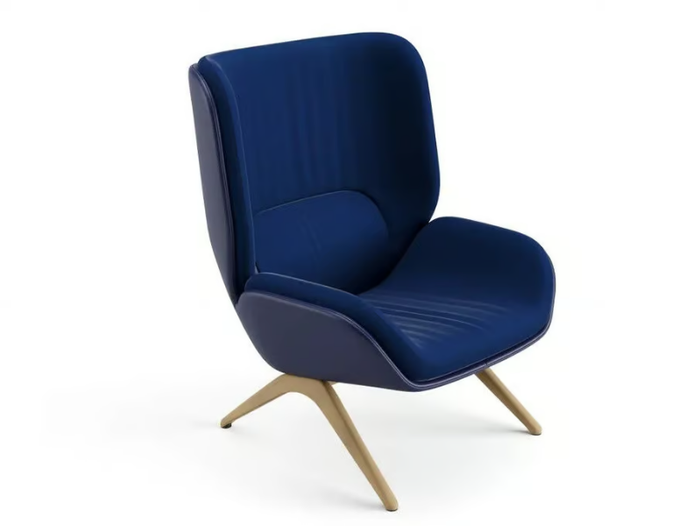 LEPAL - Fabric and leather armchair _ Arper