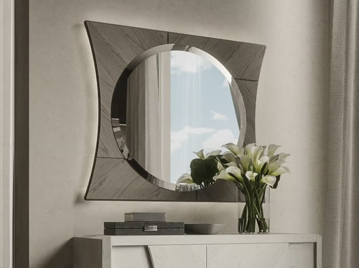 QUADRO - Round framed wall-mounted wooden mirror _ Arvestyle