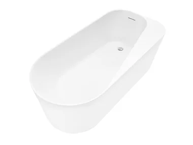 CEFALÙ - Asymmetric freestanding ceramic bathtub _ Axa