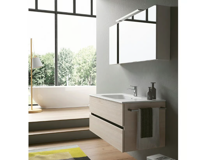 MOON 13 - Wall-mounted vanity unit with mirror _ BMT