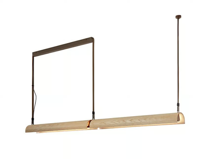 ALUET S/100/2L - LED steel and wood pendant lamp _ BOVER