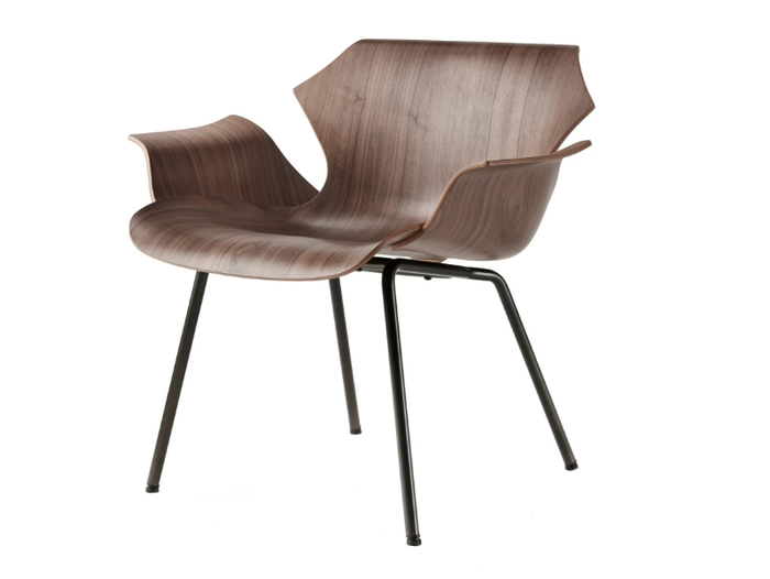 PETAL - Wood and steel lounge chair with armrests _ BassamFellows