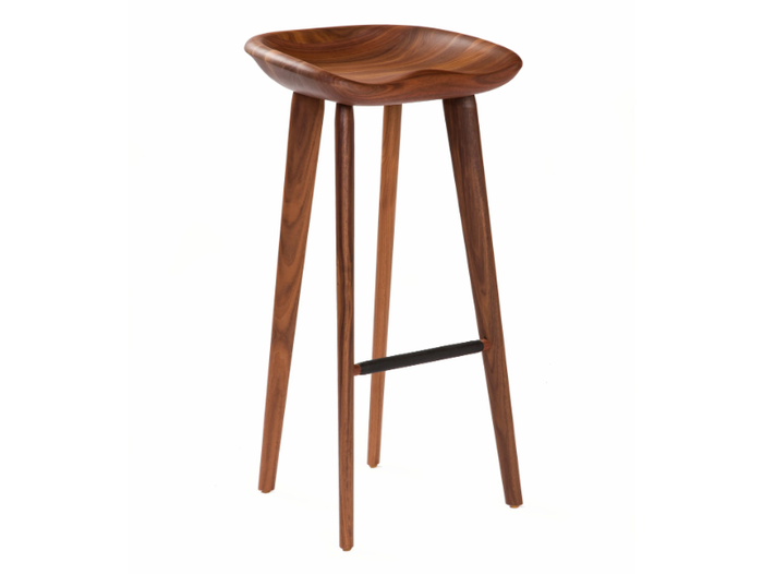 TRACTOR - Solid wood barstool with footrest _ BassamFellows