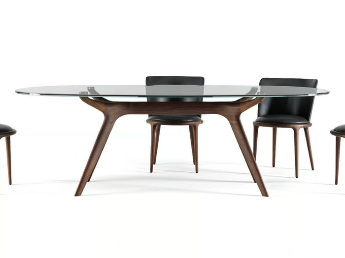 STIV - Oval wood and glass table _ BertO