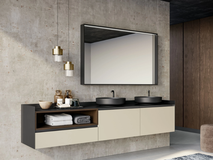 GOLA UP COMP. 2 - Wall-mounted double vanity unit with drawers _ Birex