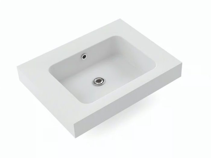 NOAH - Rectangular washbasin with integrated countertop _ Blubbain