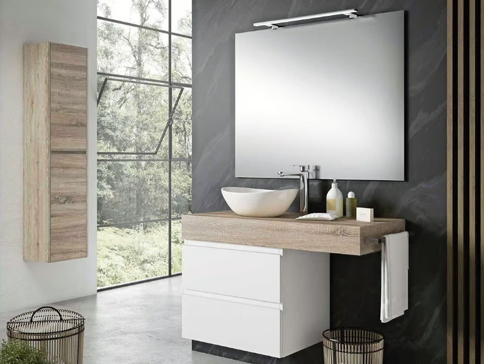 SET COVELA + KLIMT - Wall-mounted wooden vanity unit with drawers _ Blubbain