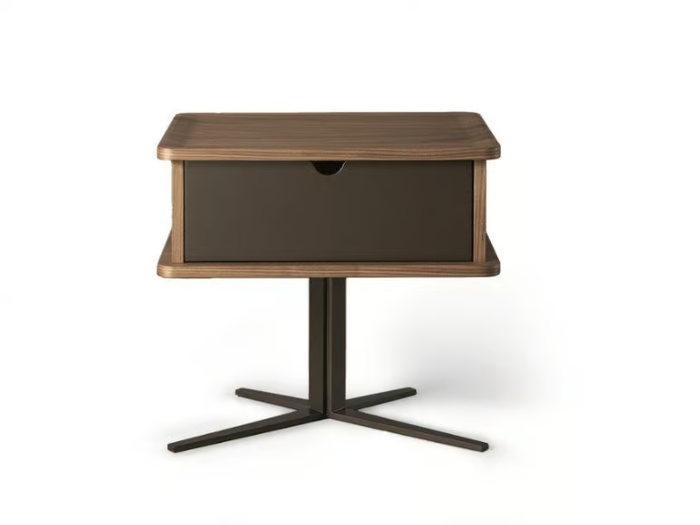 NELSON BEDSIDE TABLE - Rectangular walnut bedside table with drawers _ Bonaldo