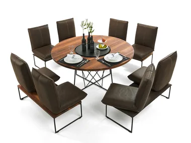 TABLO - Round steel and wood dining table _ Bullfrog