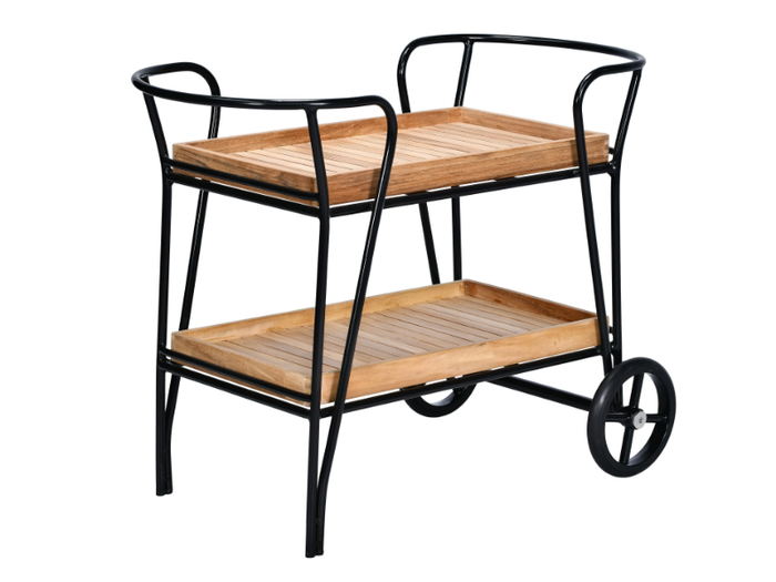 LODZ - Aluminium and teak garden trolley _ CBdesign