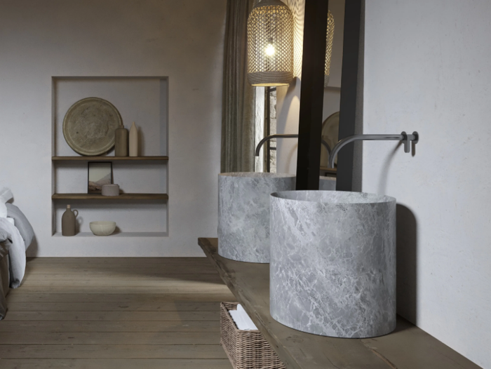 PURUST BASIN - Countertop round natural stone washbasin _ COCOON