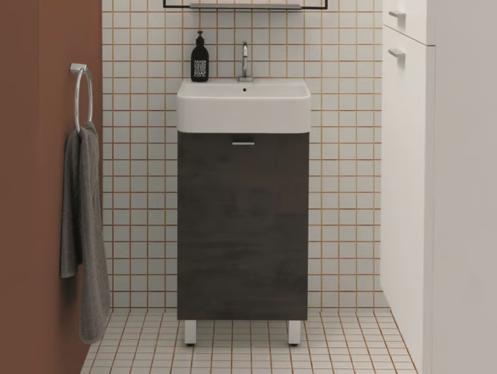 MINI LAVABI - Floor-standing melamine-faced chipboard vanity unit with integrated washbasin _ COLAVENE