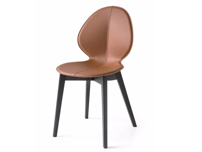 BASIL W - Upholstered tanned leather chair _ Calligaris