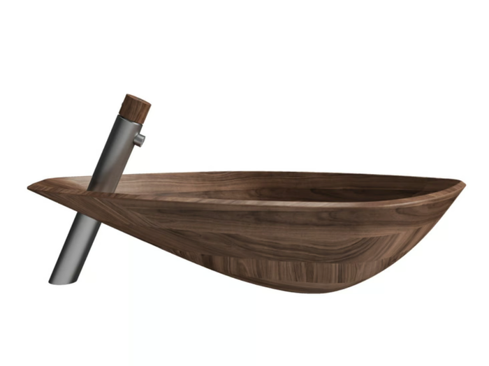 WOOD SCULL 0-SCL1701/V-CR - Countertop walnut washbasin _ Carimali