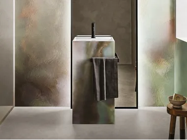 TOTEM CAPSULE N.1 16 - Freestanding rectangular Solid Surface washbasin _ Cerasa