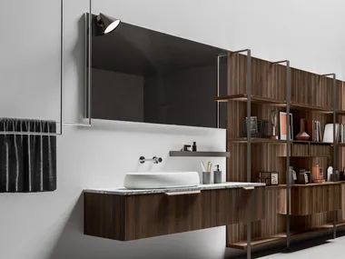 NEROLAB - Wall-mounted wood veneer vanity unit with drawers _ Cerasa