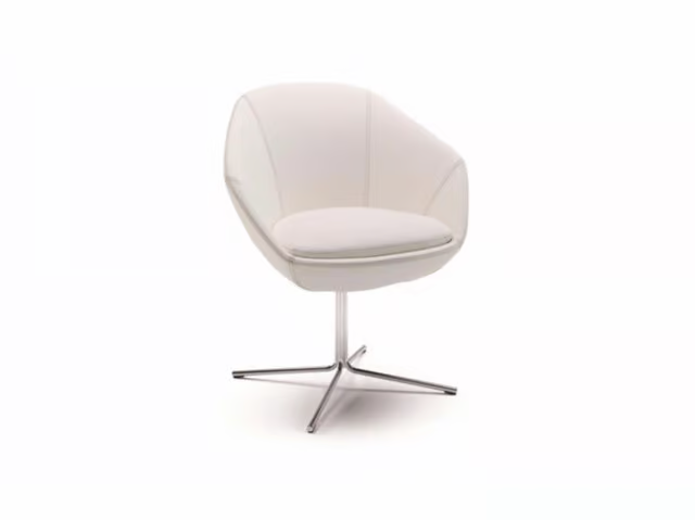 FLEUR - With 4-spoke base fabric easy chair with armrests _ Cizeta