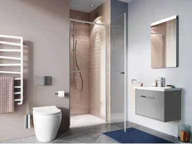 Rectangular shower tray - Niche tempered glass shower cabin with hinged door _ Crosswater