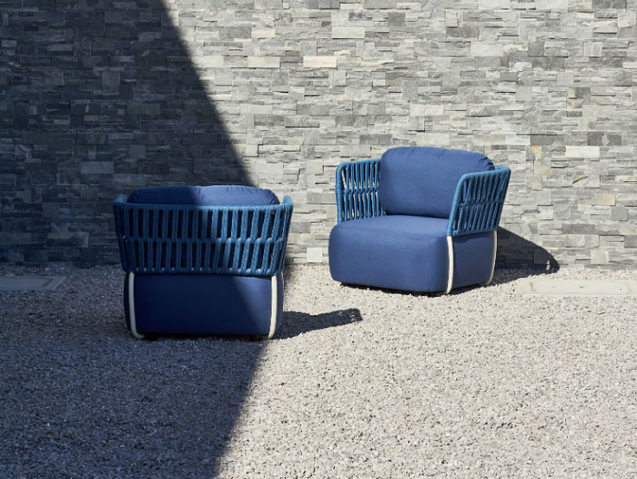 SOFT - Upholstered fabric garden armchair with armrests _ DRIGANI