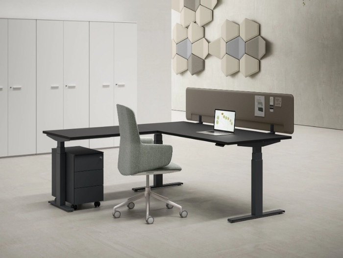 TOLEDO - Height-adjustable melamine workstation desk _ DVO