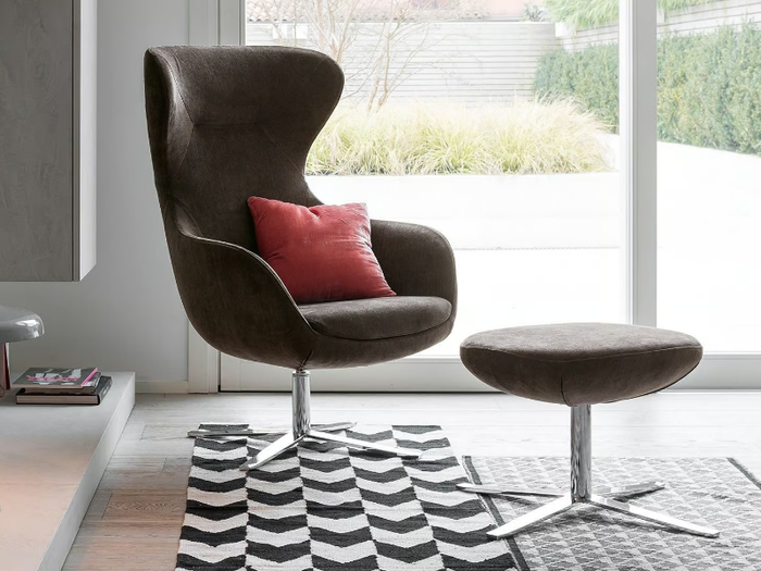 MADAME - Wing fabric armchair with footstool _ Dall'Agnese